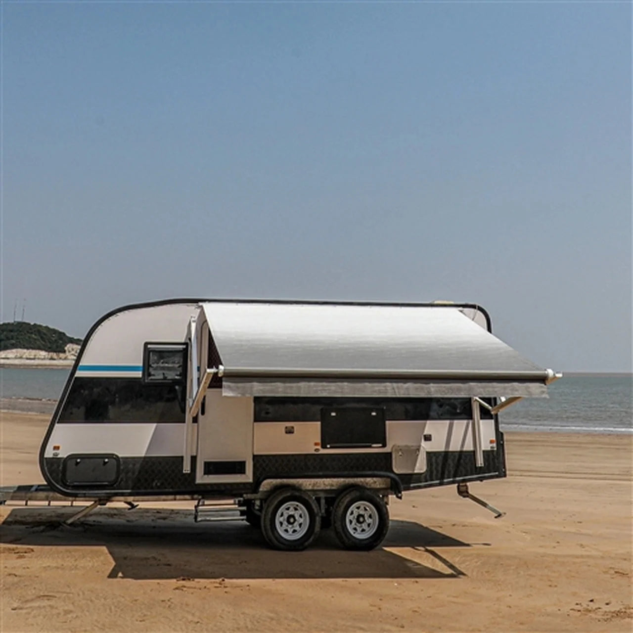 Aleko Motorized Retractable RV Awning - 15 x 8 Feet - Grey