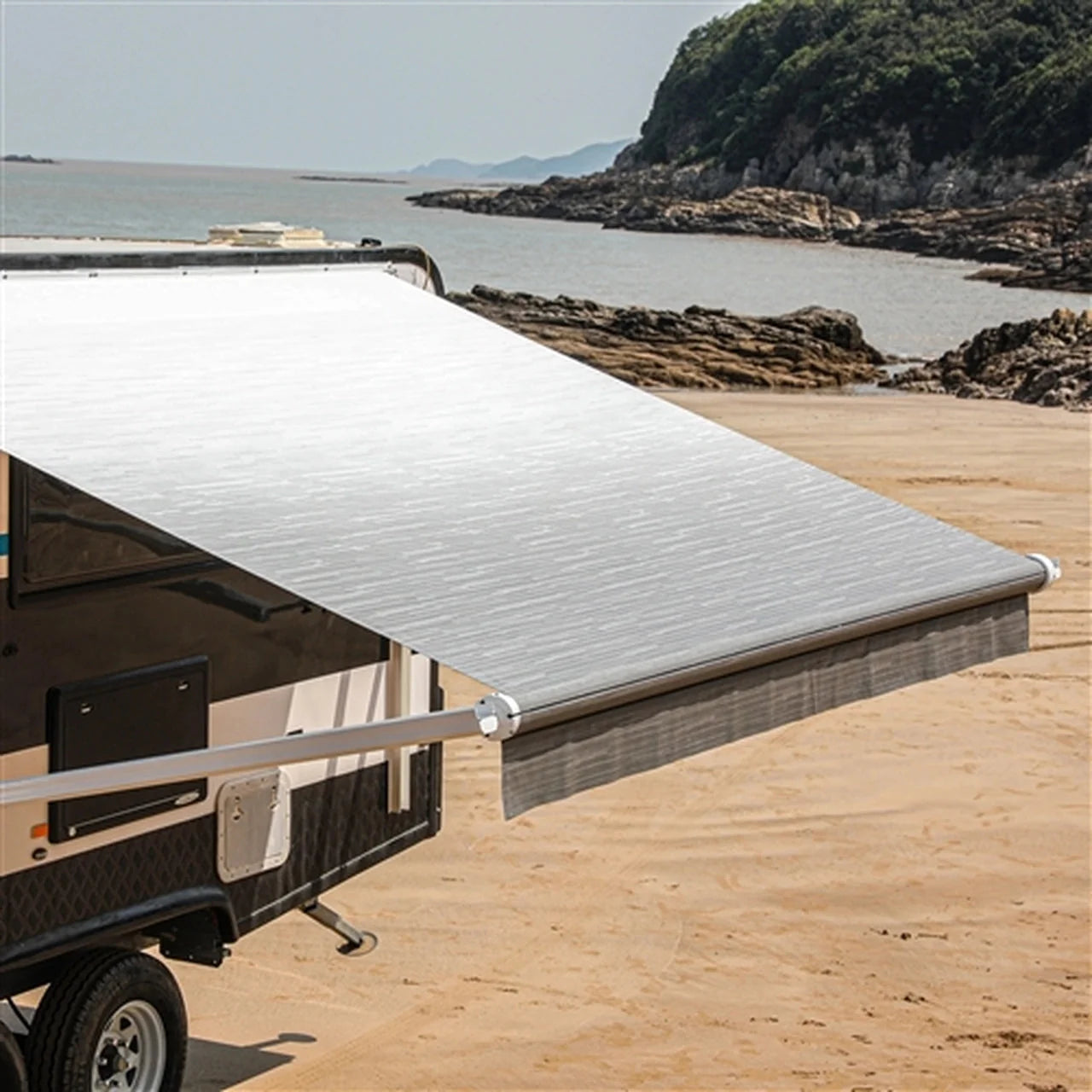 Aleko Motorized Retractable RV Awning - 15 x 8 Feet - Grey