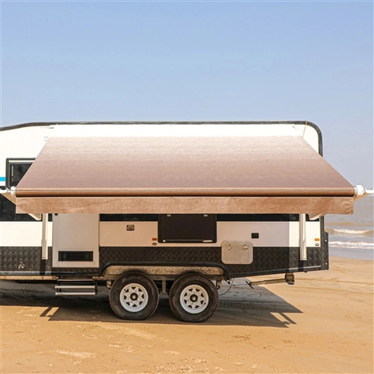 Aleko Motorized Retractable RV Awning - 16 x 8 Feet - Brown