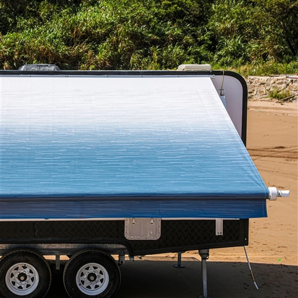 Aleko Motorized Retractable RV Awning - 8 x 8 Feet - Blue