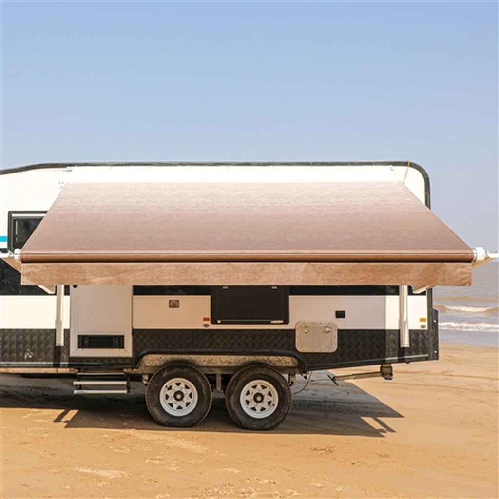 Aleko Motorized Retractable RV Awning - 8 x 8 Feet - Brown