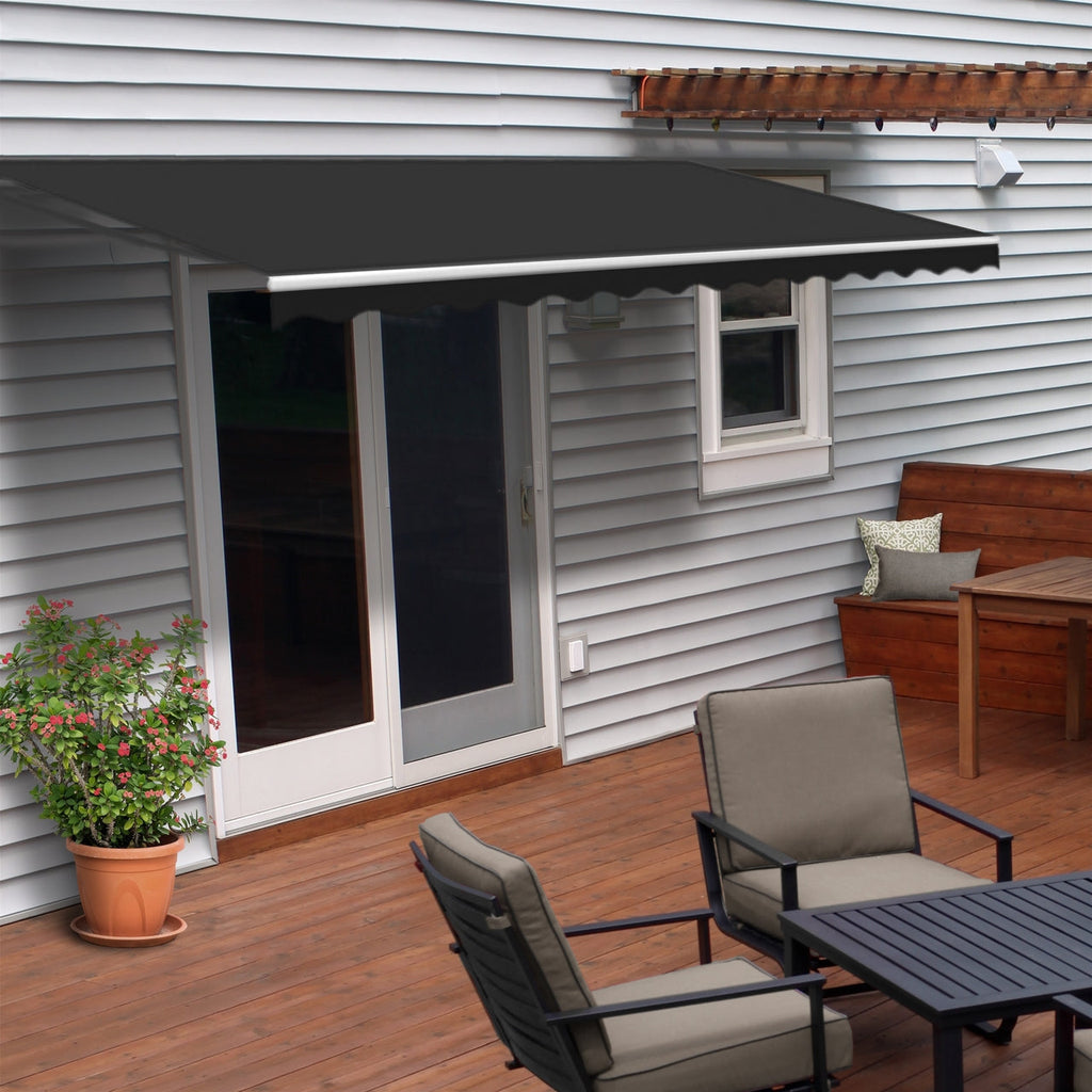 Aleko Motorized Retractable White Frame Patio Awning 10 x 8