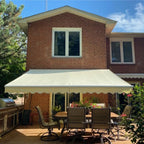 Aleko Motorized Retractable White Frame Patio Awning - 10 x