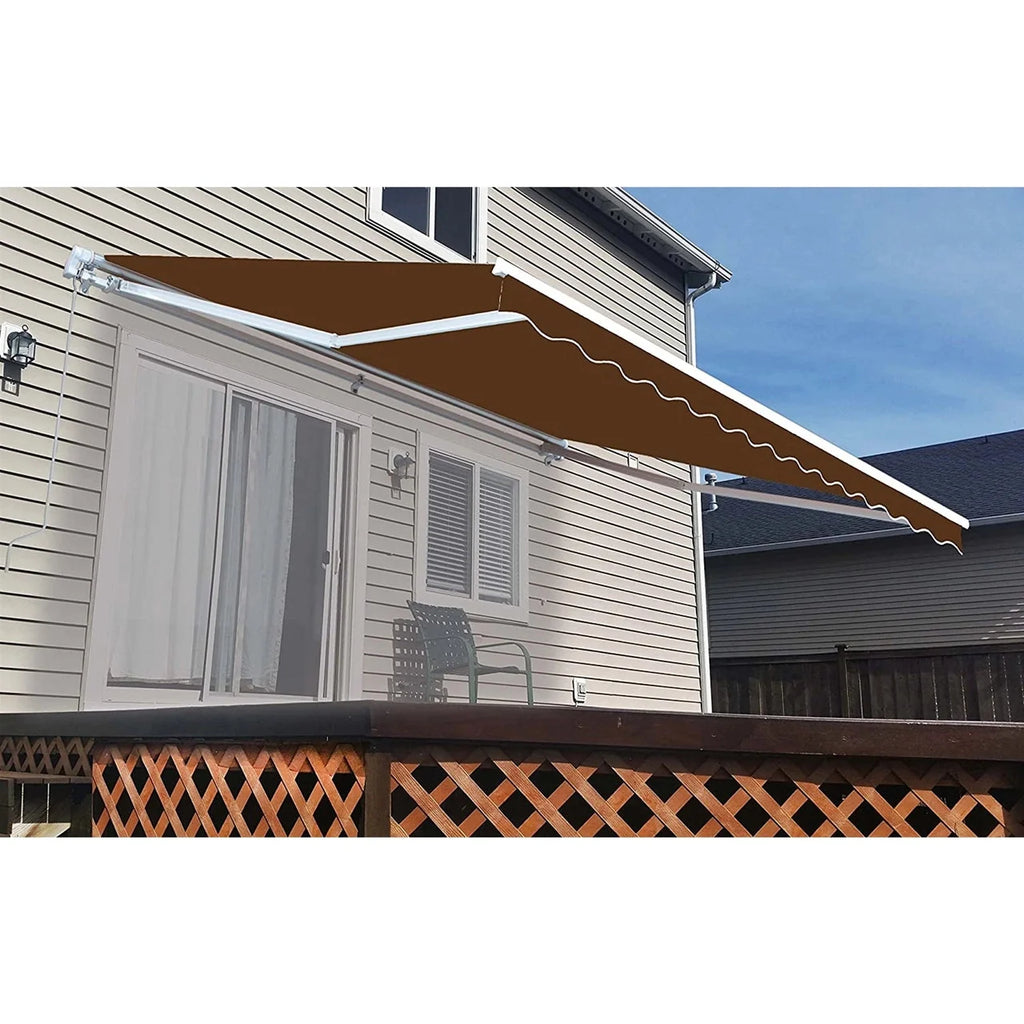 Aleko Motorized Retractable White Frame Patio Awning 12 x