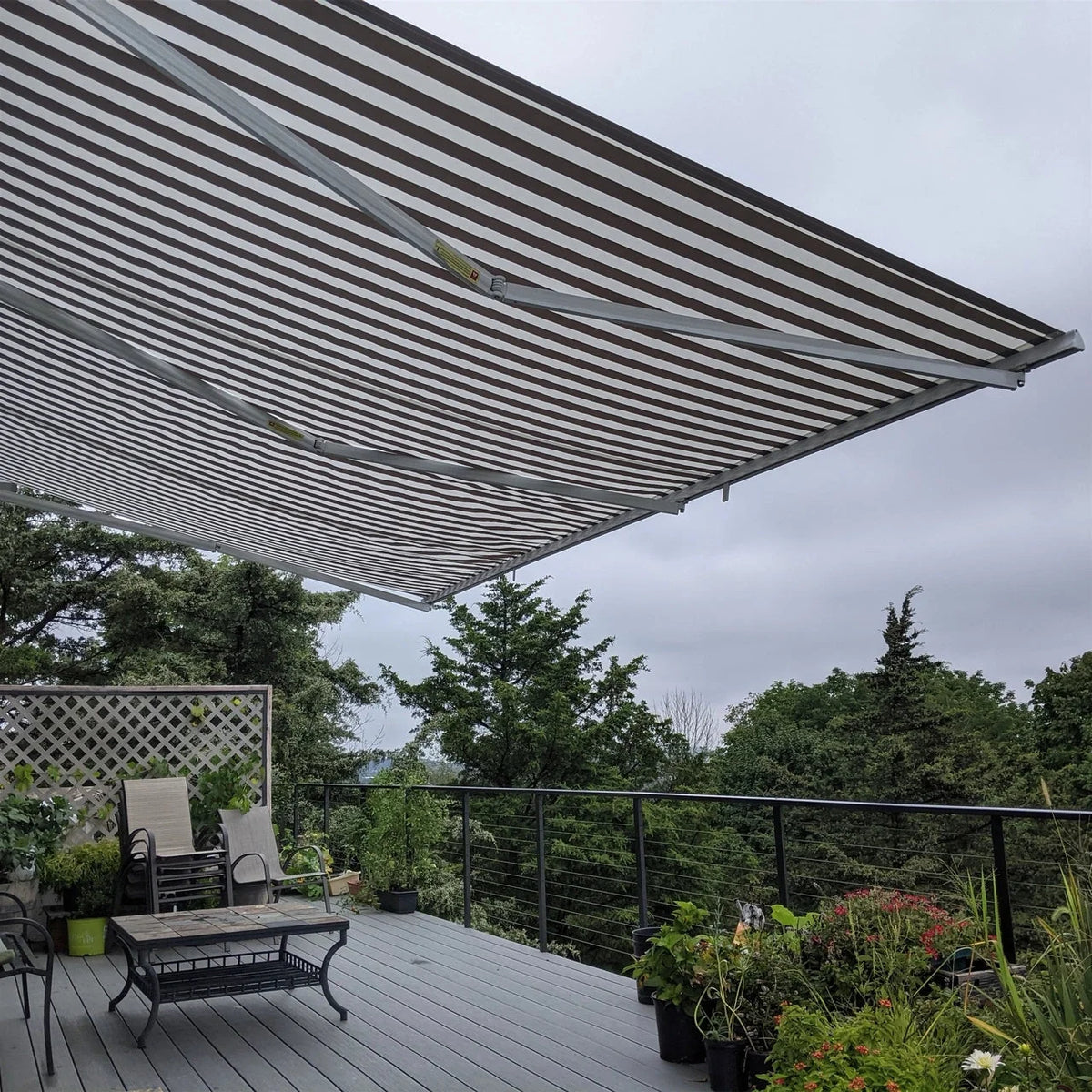 Aleko Motorized Retractable White Frame Patio Awning 12 x