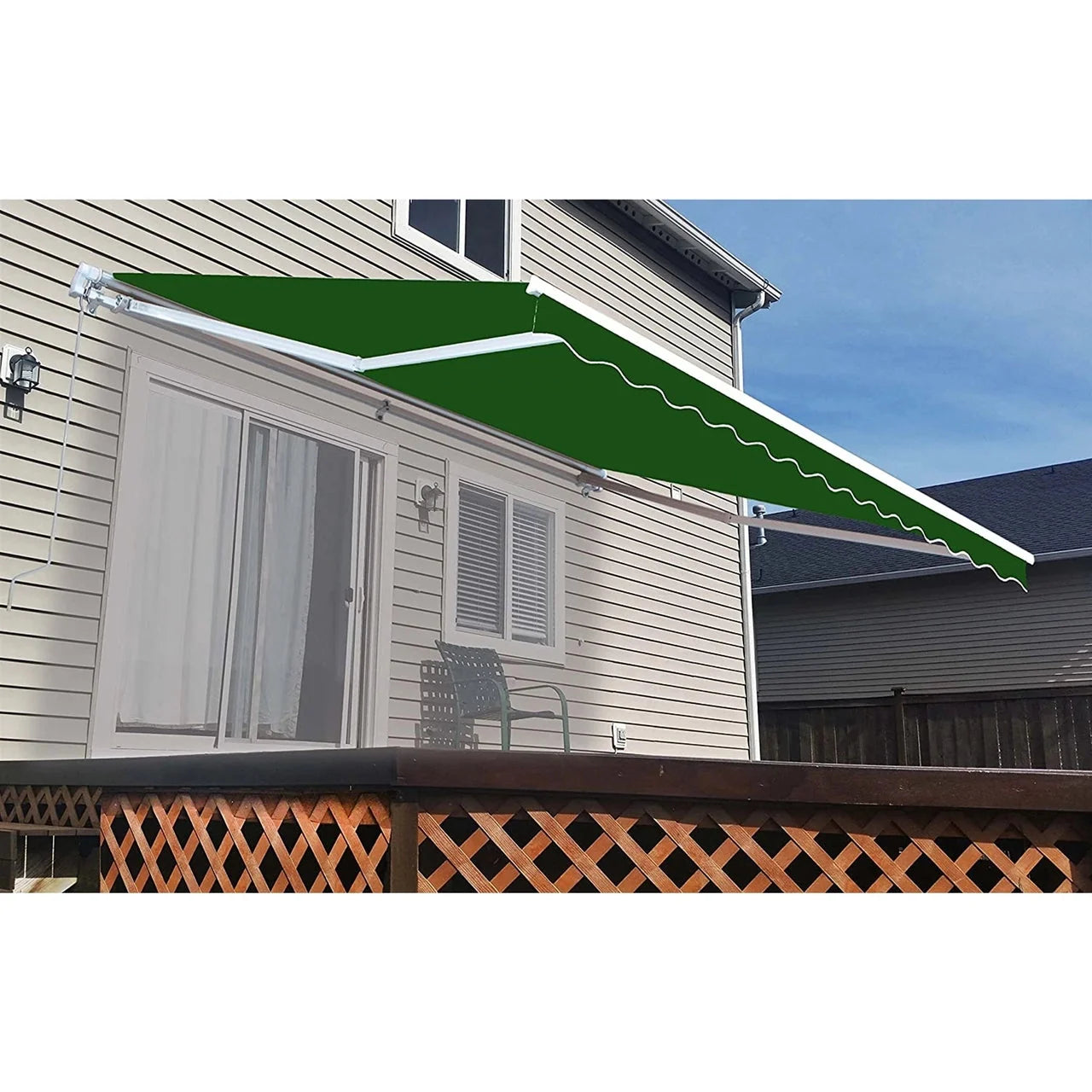 Aleko Motorized Retractable White Frame Patio Awning 12 x