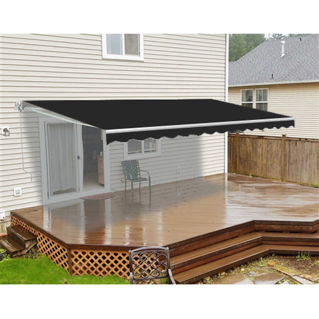 Aleko Motorized Retractable White Frame Patio Awning - 13 x