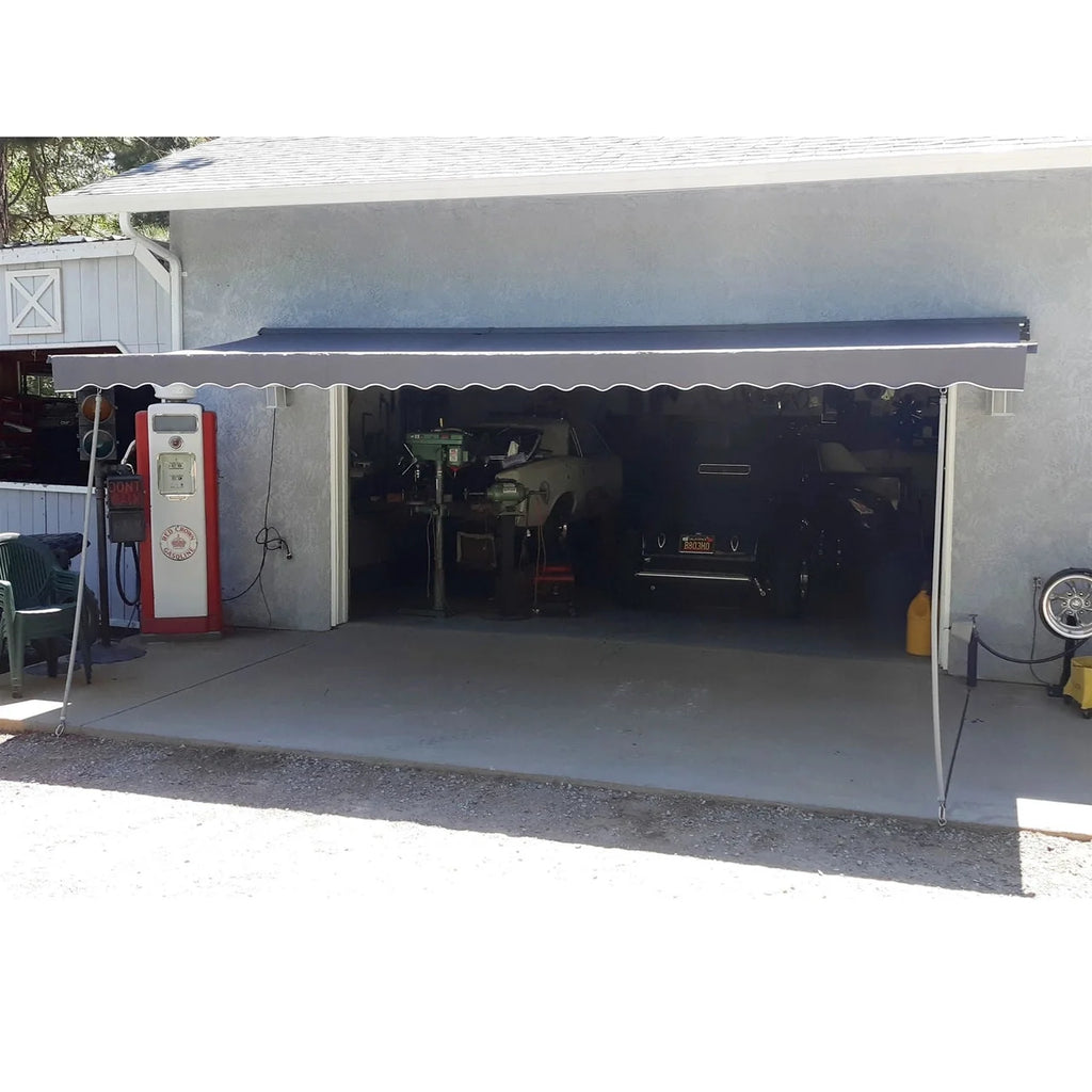 Aleko Motorized Retractable White Frame Patio Awning - 13 x