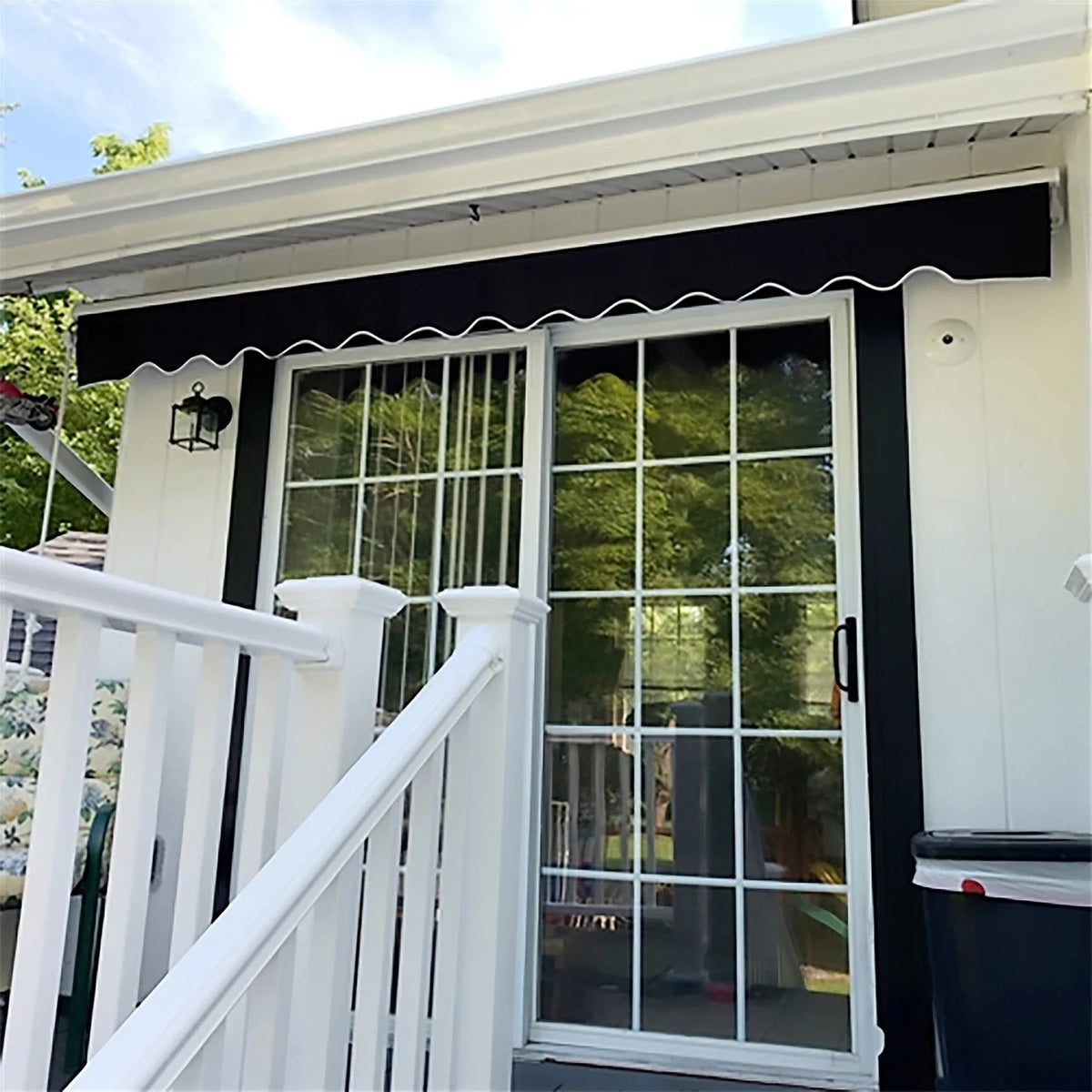 Aleko Motorized Retractable White Frame Patio Awning - 16 x