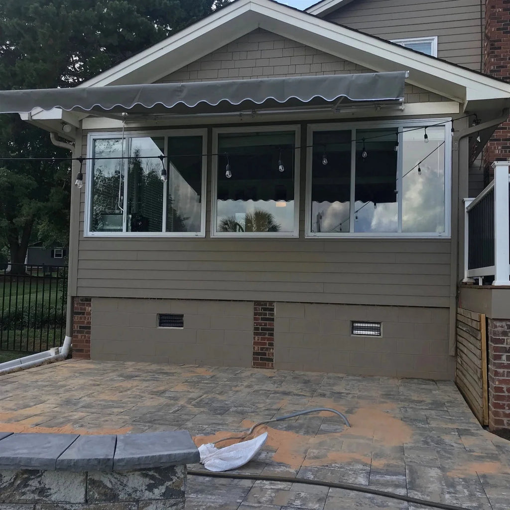 Aleko Motorized Retractable White Frame Patio Awning - 16 x