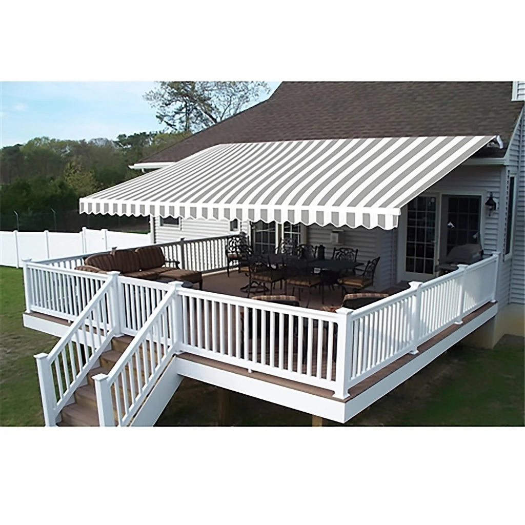 Aleko Motorized Retractable White Frame Patio Awning - 16 x