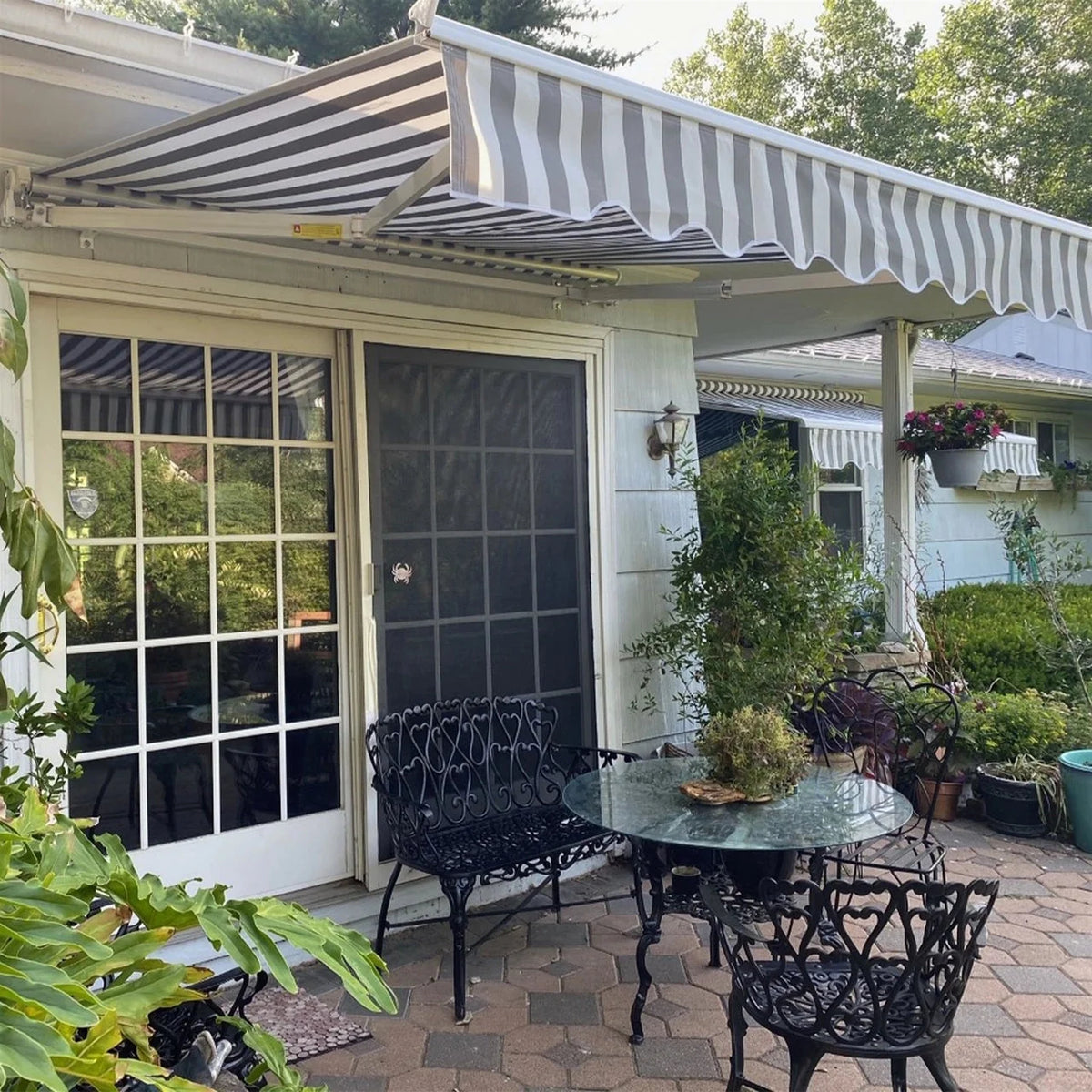Aleko Motorized Retractable White Frame Patio Awning - 16 x