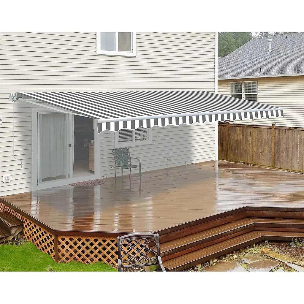 Aleko Motorized Retractable White Frame Patio Awning - 20 x