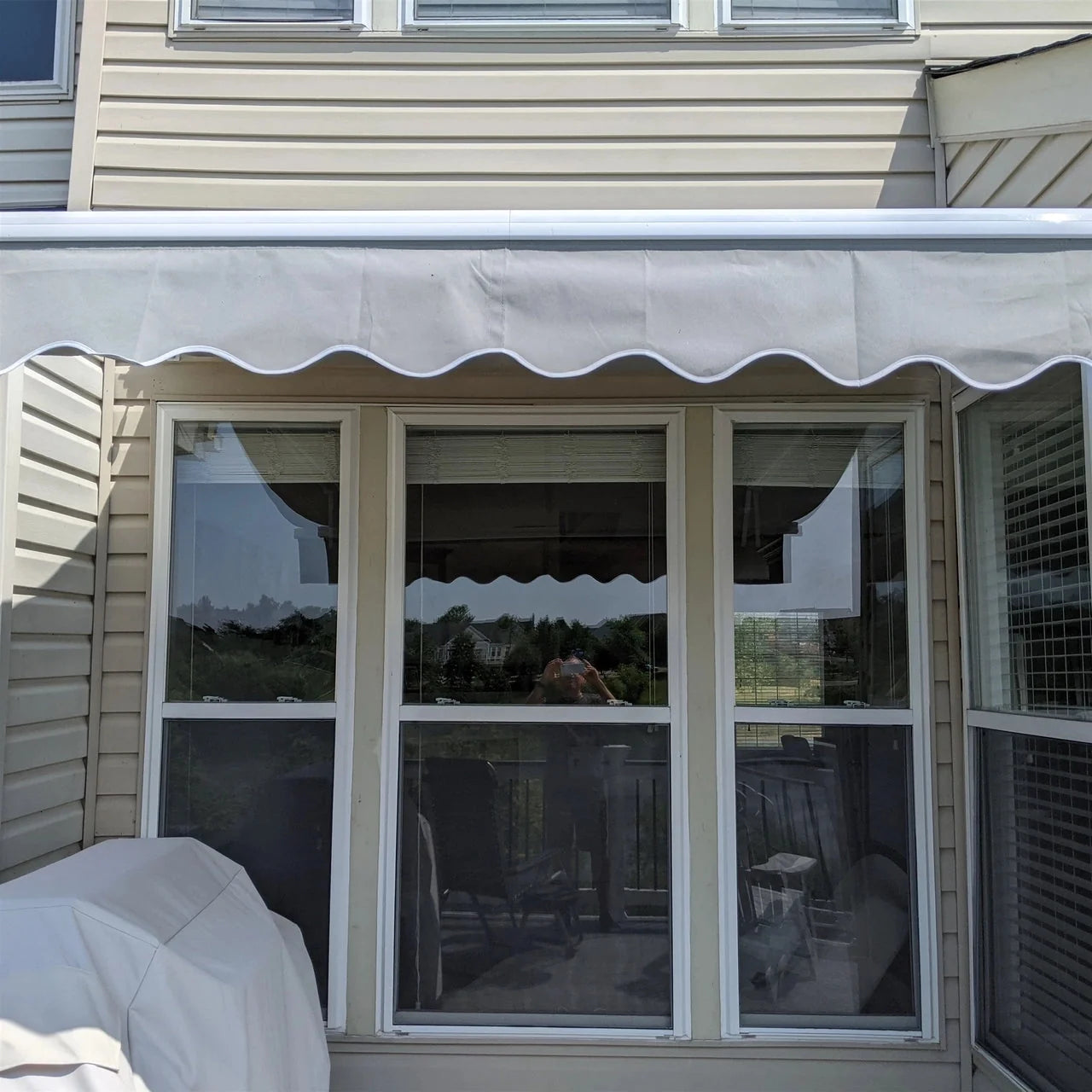 Aleko Motorized Retractable White Frame Patio Awning - 20 x