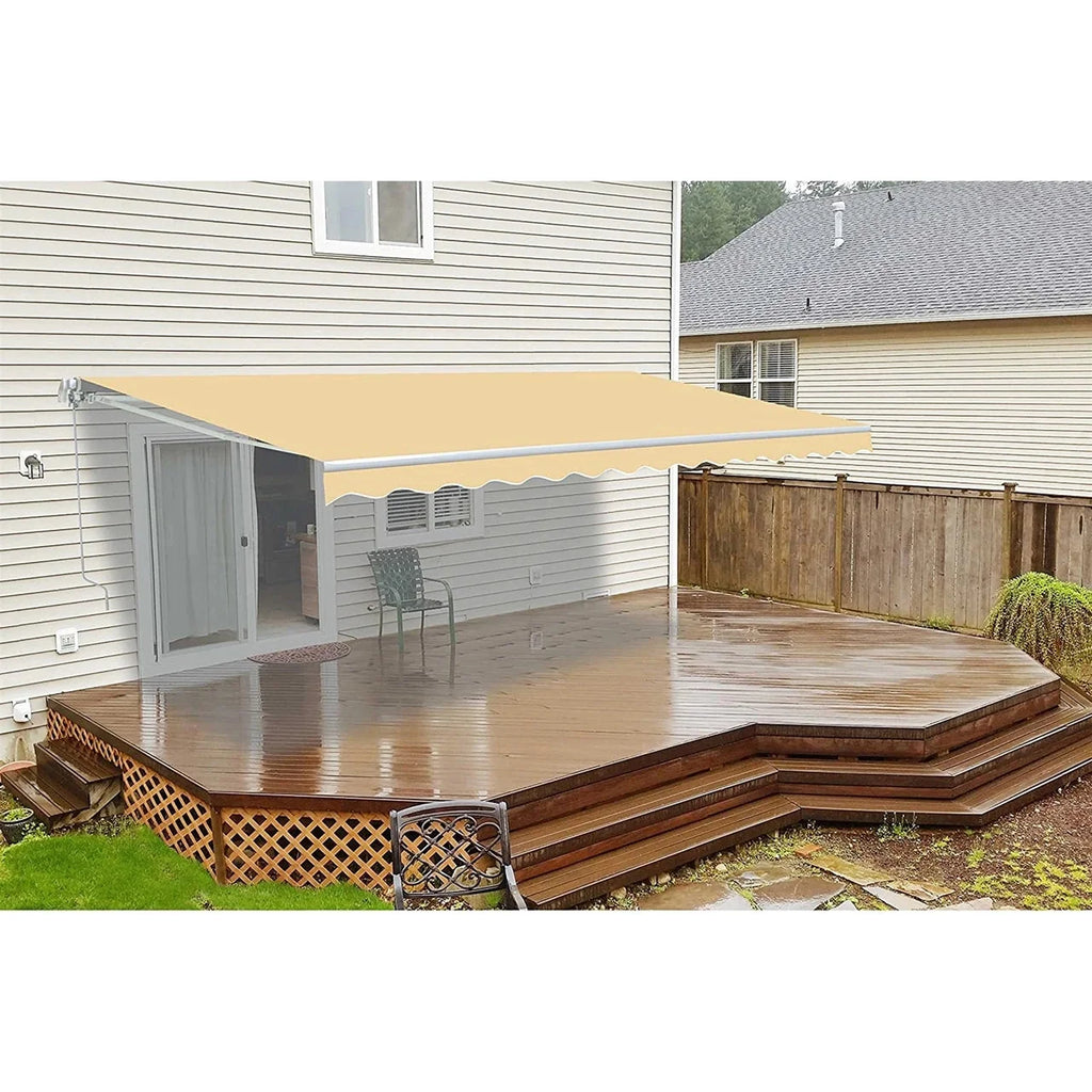 Aleko Motorized Retractable White Frame Patio Awning - 20 x