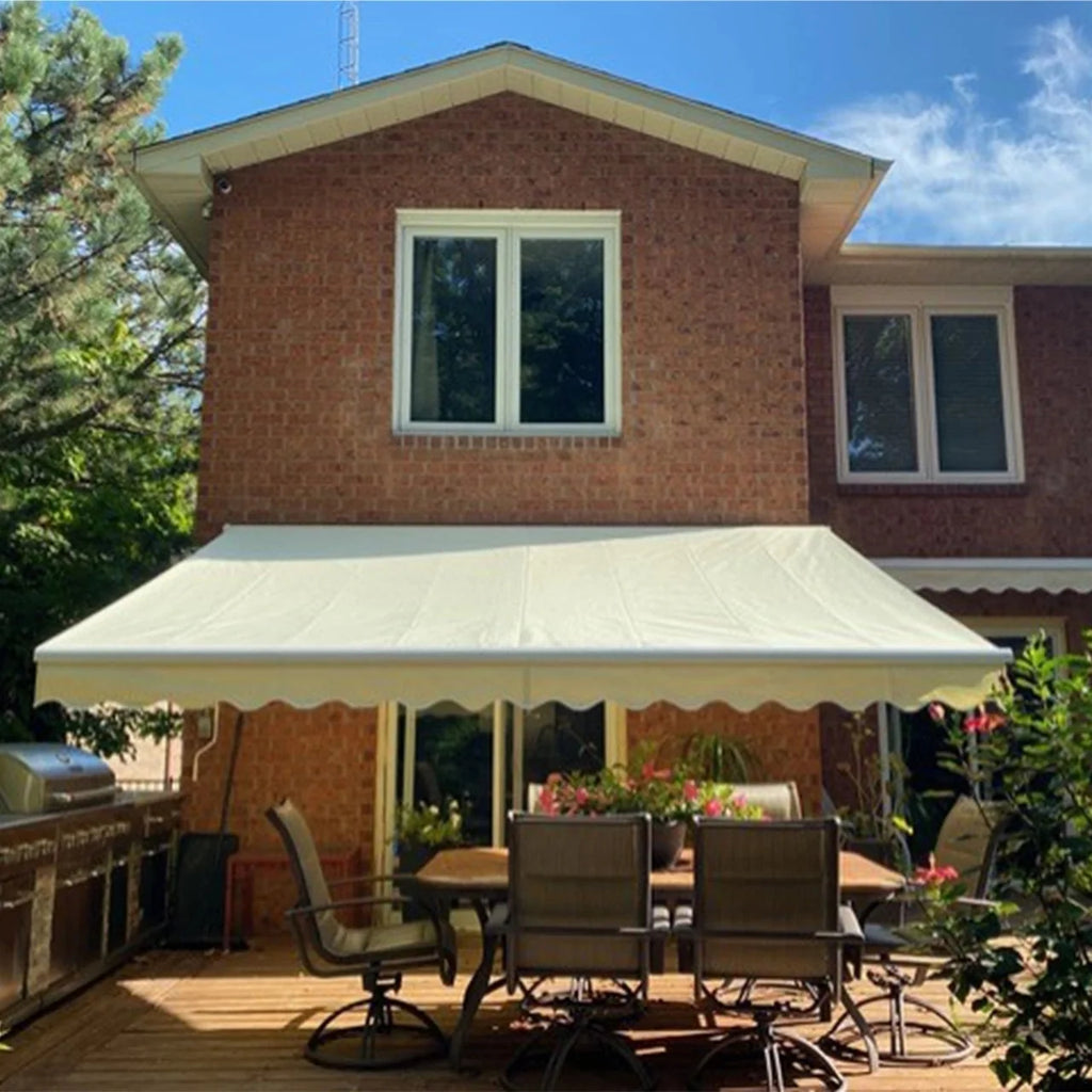 Aleko Motorized Retractable White Frame Patio Awning - 20 x