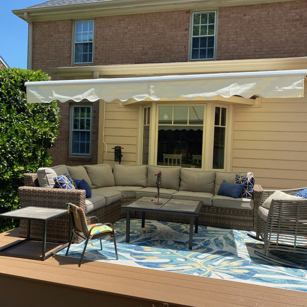Aleko Motorized Retractable White Frame Patio Awning - 20 x