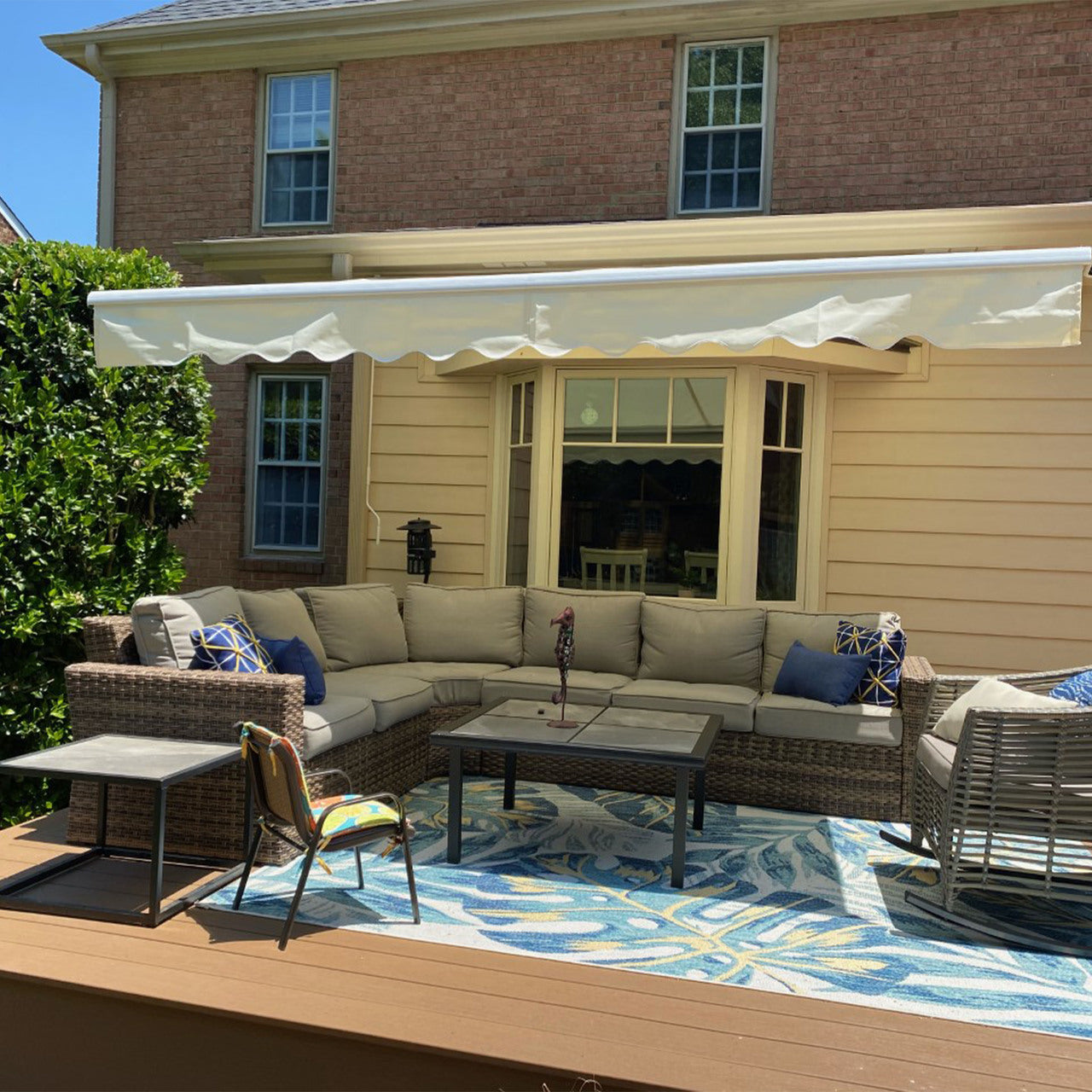 Aleko Motorized Retractable White Frame Patio Awning - 20 x
