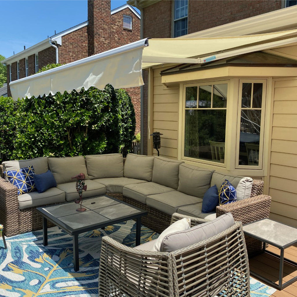 Aleko Motorized Retractable White Frame Patio Awning - 20 x