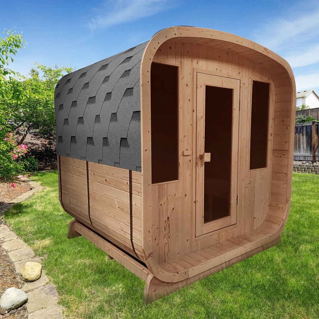 Aleko Outdoor Arnica Rustic Cedar Square Sauna – 4 Person