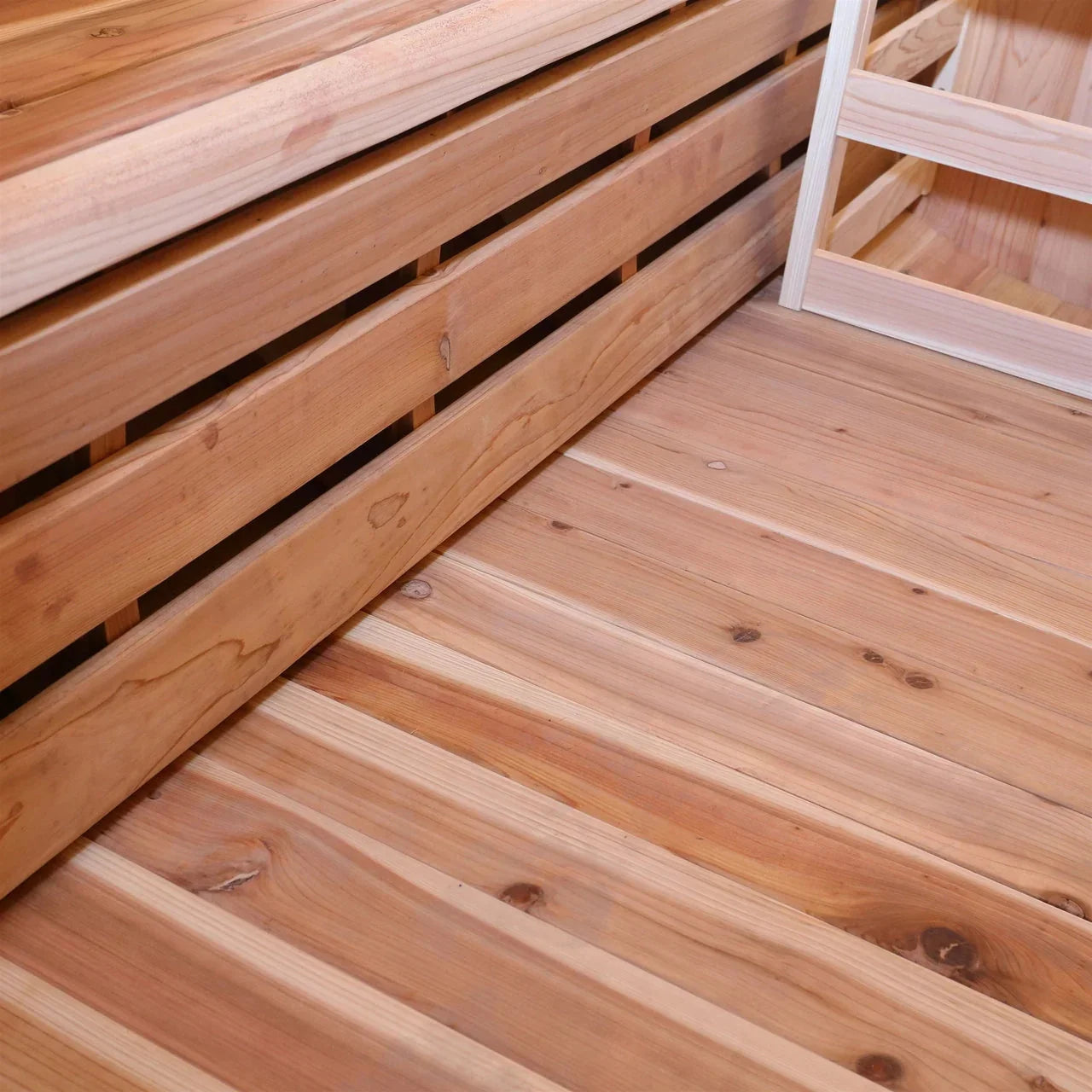 Aleko Outdoor Rustic Cedar Barrel Steam Sauna - Front Porch