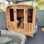 Aleko Outdoor Rustic Cedar Square Sauna – 6 Person – 6 kW