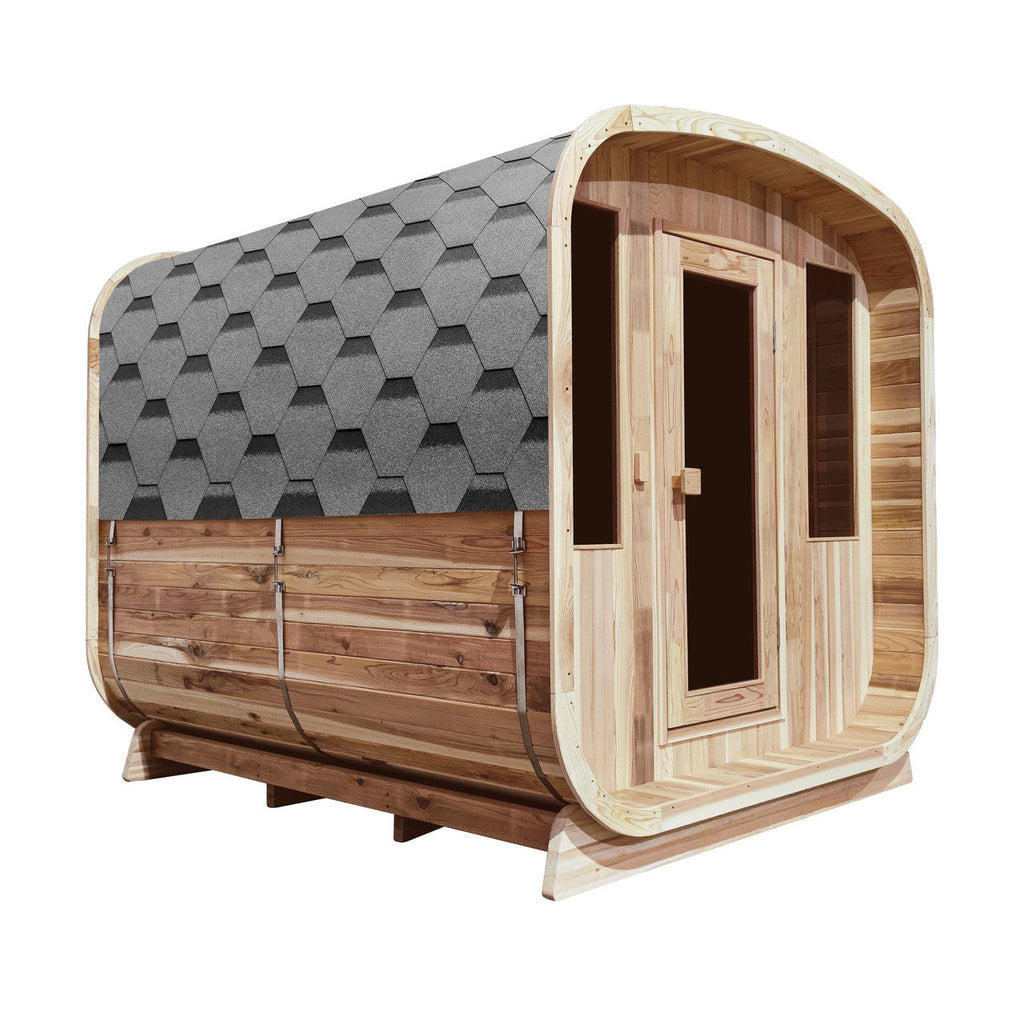 Aleko Outdoor Rustic Cedar Square Sauna – 6 Person – 6 kW