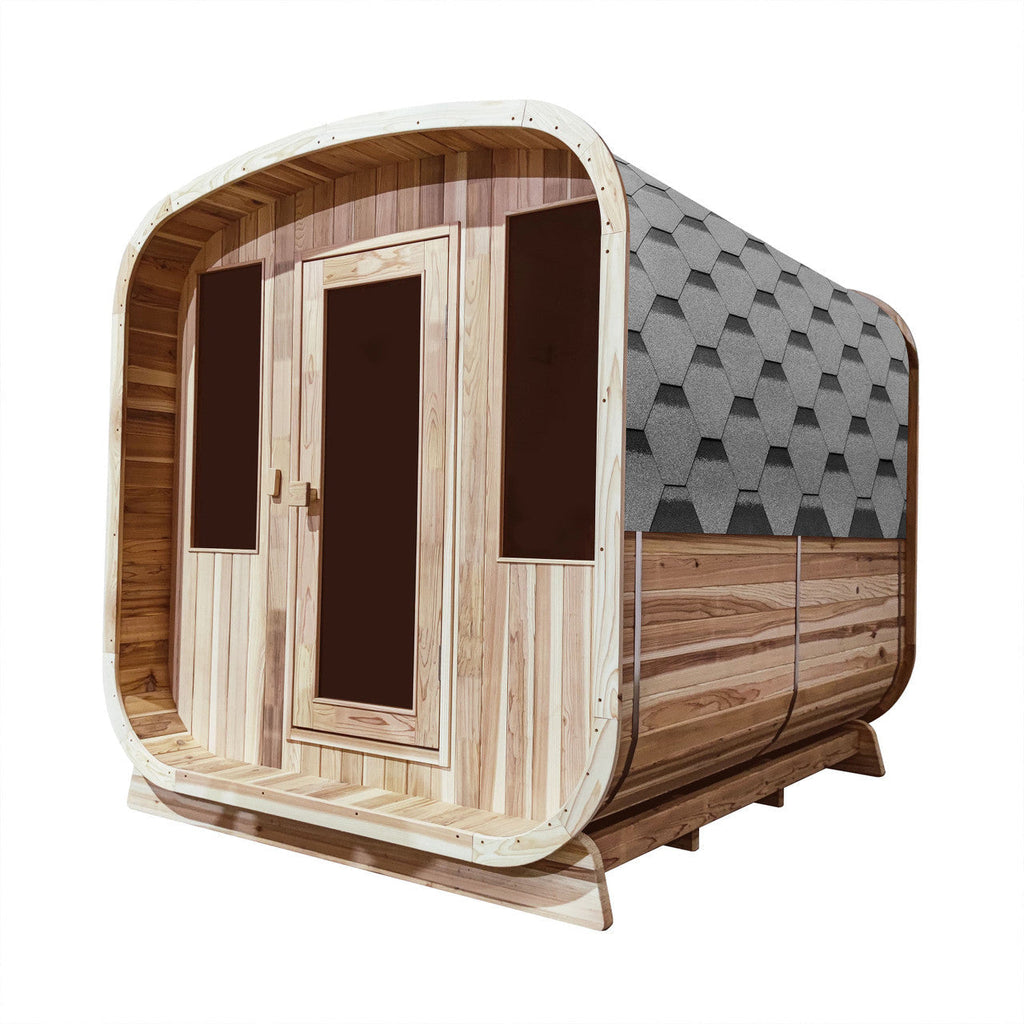 Aleko Outdoor Rustic Cedar Square Sauna – 6 Person – 6 kW