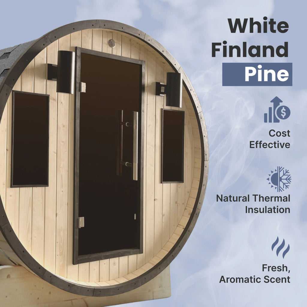 Aleko Outdoor White Finland Pine Traditional Barrel Sauna
