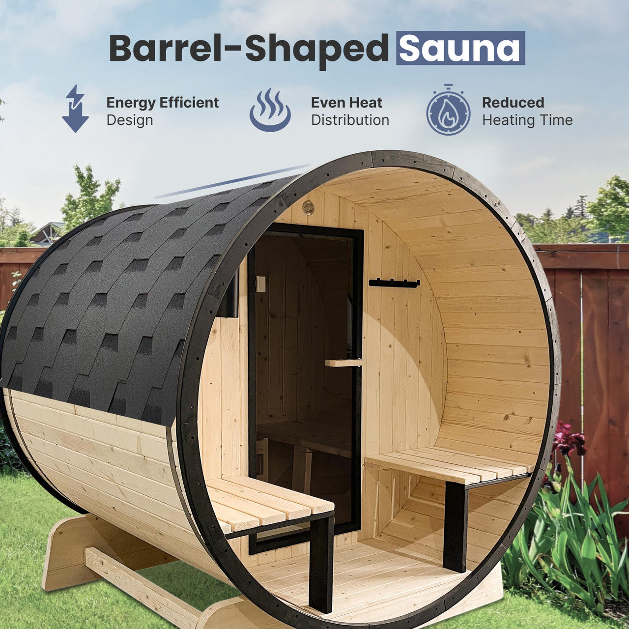 Aleko Outdoor White Finland Pine Traditional Barrel Sauna
