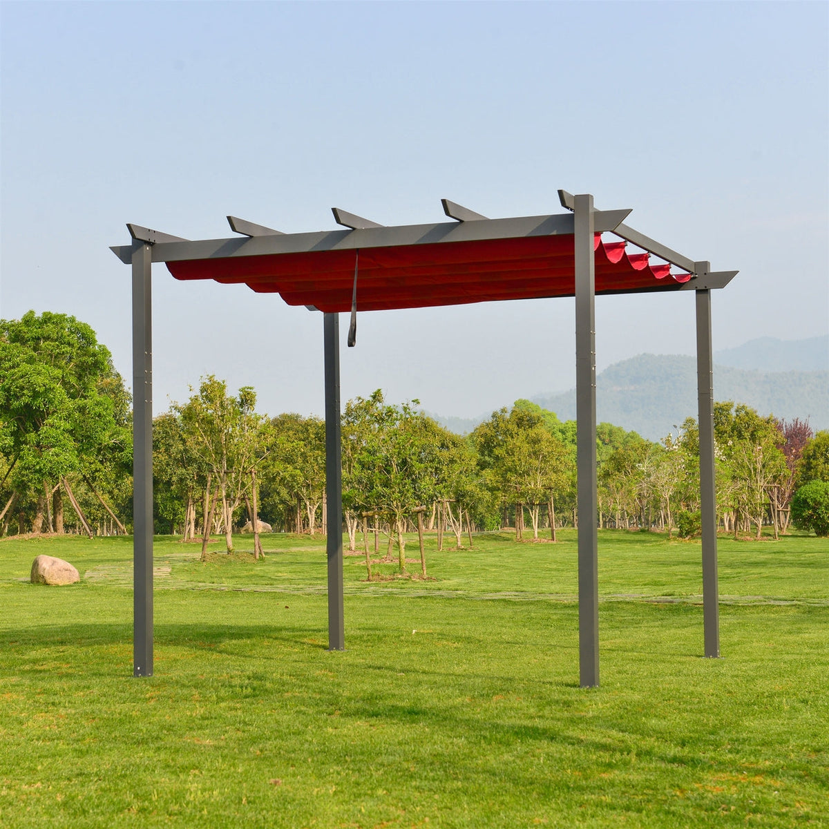 Aleko Pergolas Aluminum Outdoor Retractable Canopy Pergola