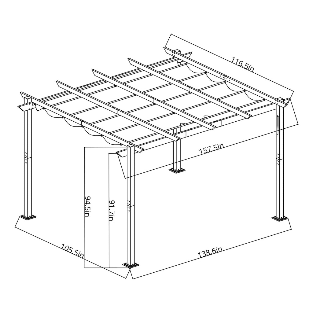 Aleko Pergolas Aluminum Outdoor Retractable Canopy Pergola