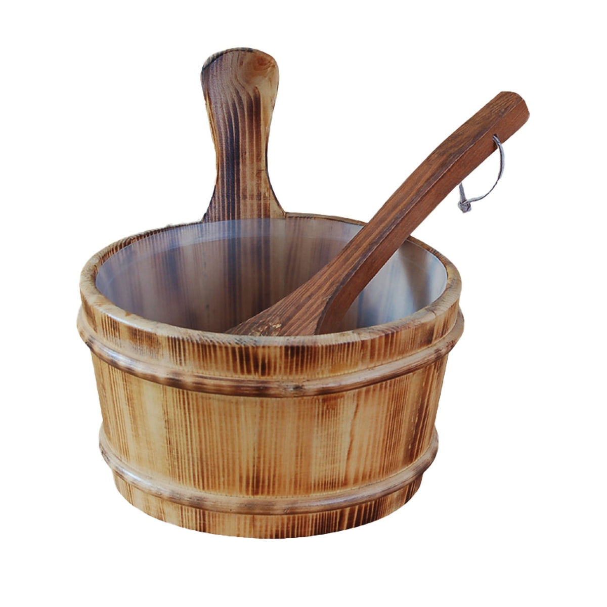Aleko Pine Wood Sauna Bucket with Plastic Liner and Water