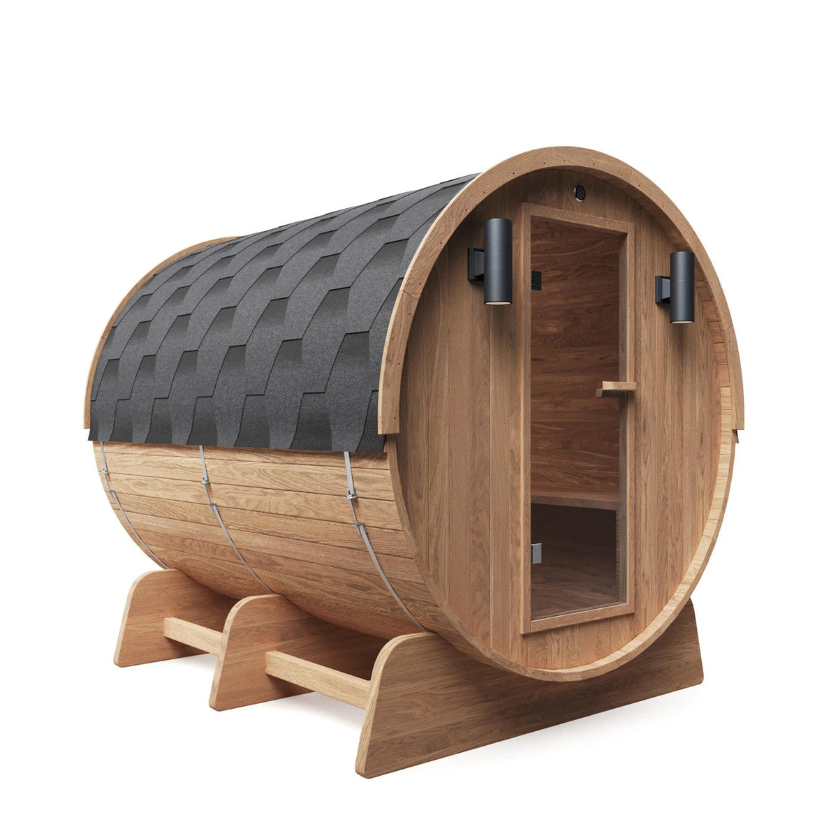 Aleko Red Cedar Barrel Sauna with Panoramic Window - 8 kW