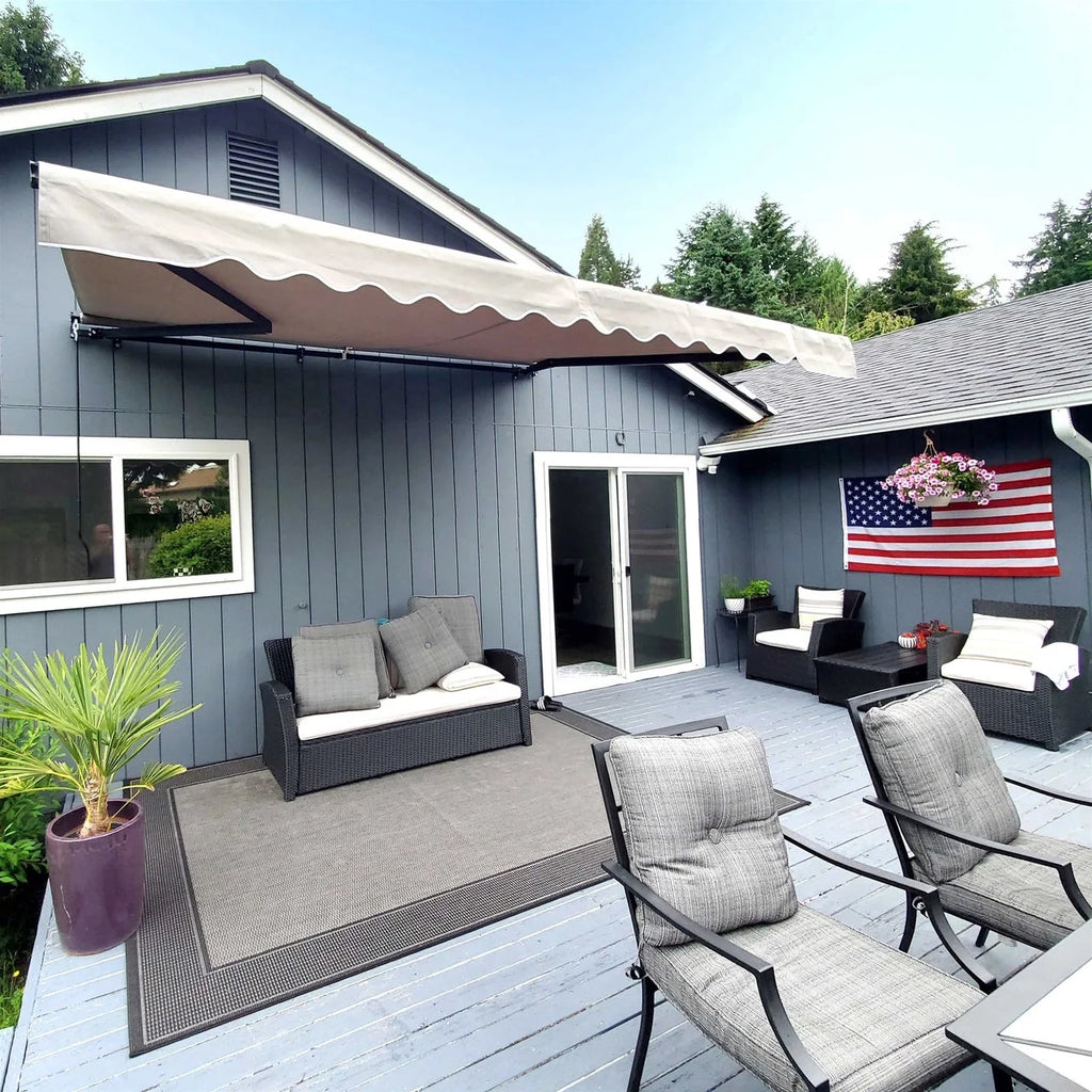 Aleko Retractable Black Frame Patio Awning 10 x 8 Feet