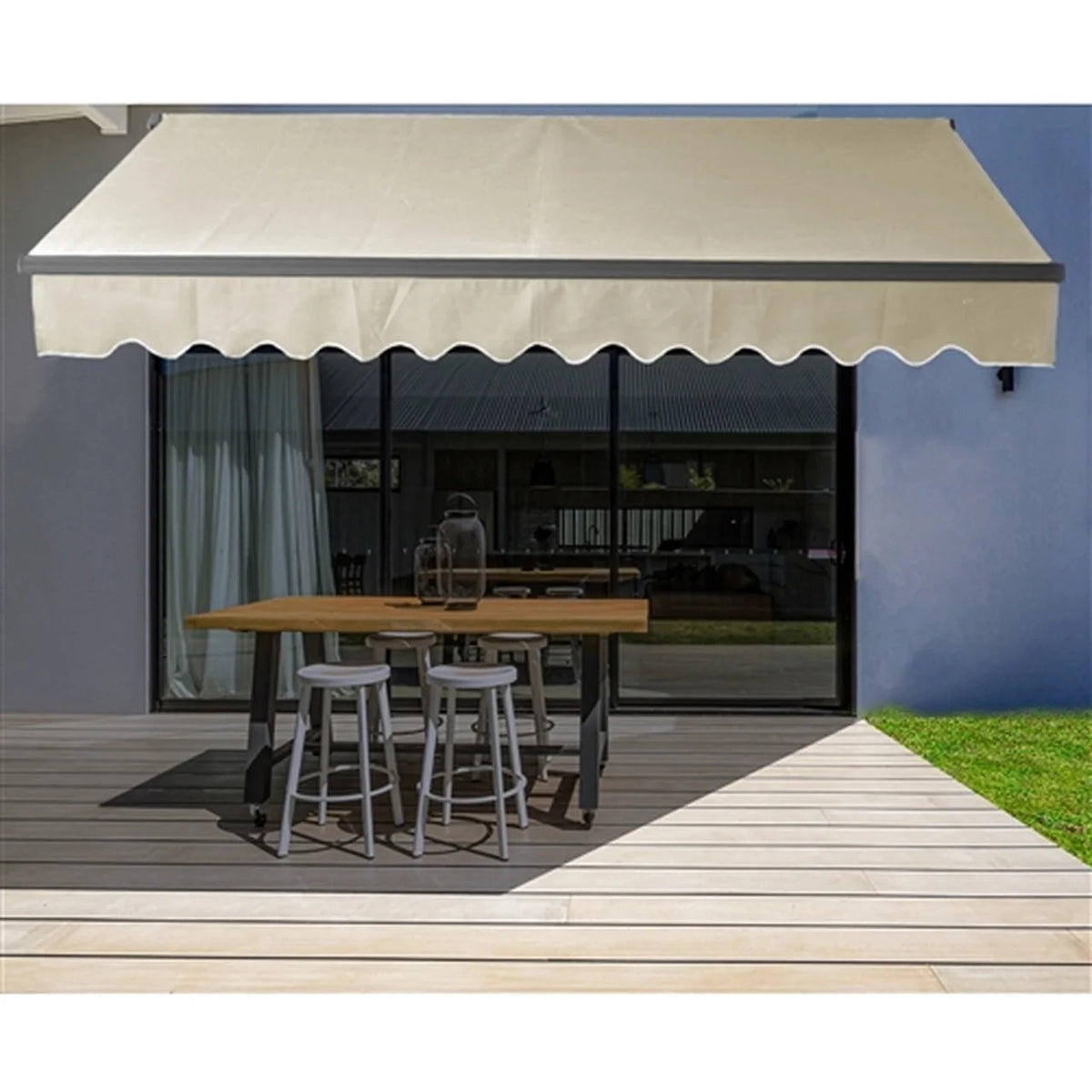 Aleko Retractable Black Frame Patio Awning 10 x 8 Feet