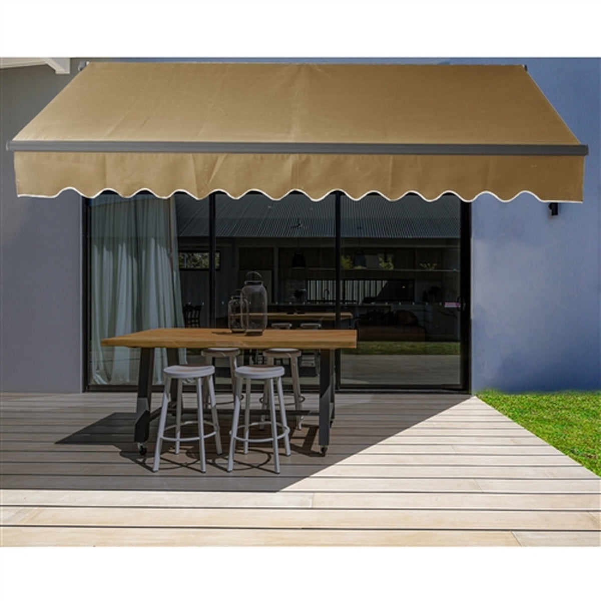 Aleko Retractable Black Frame Patio Awning 10 x 8 Feet