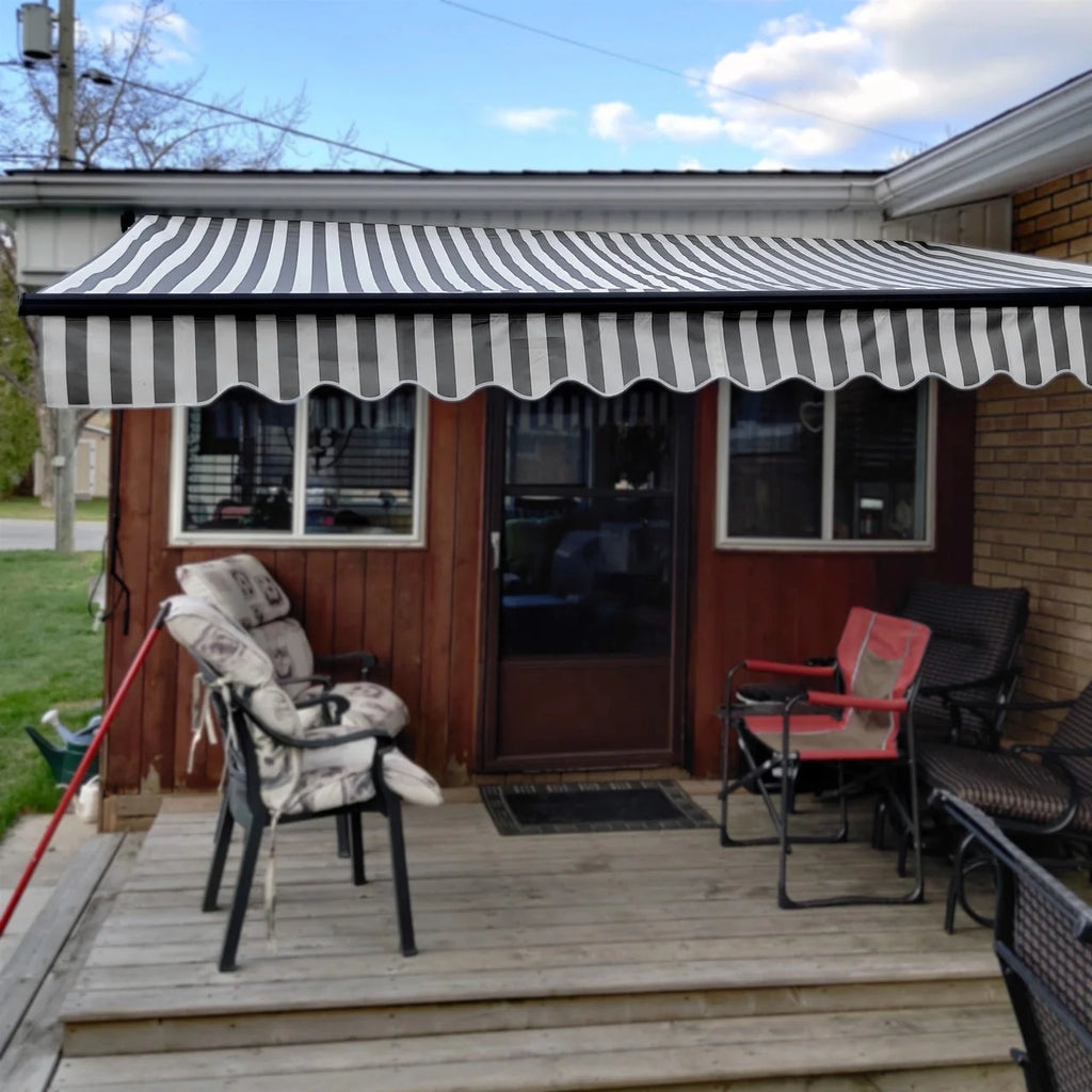 Aleko Retractable Black Frame Patio Awning 12 x 10 Feet