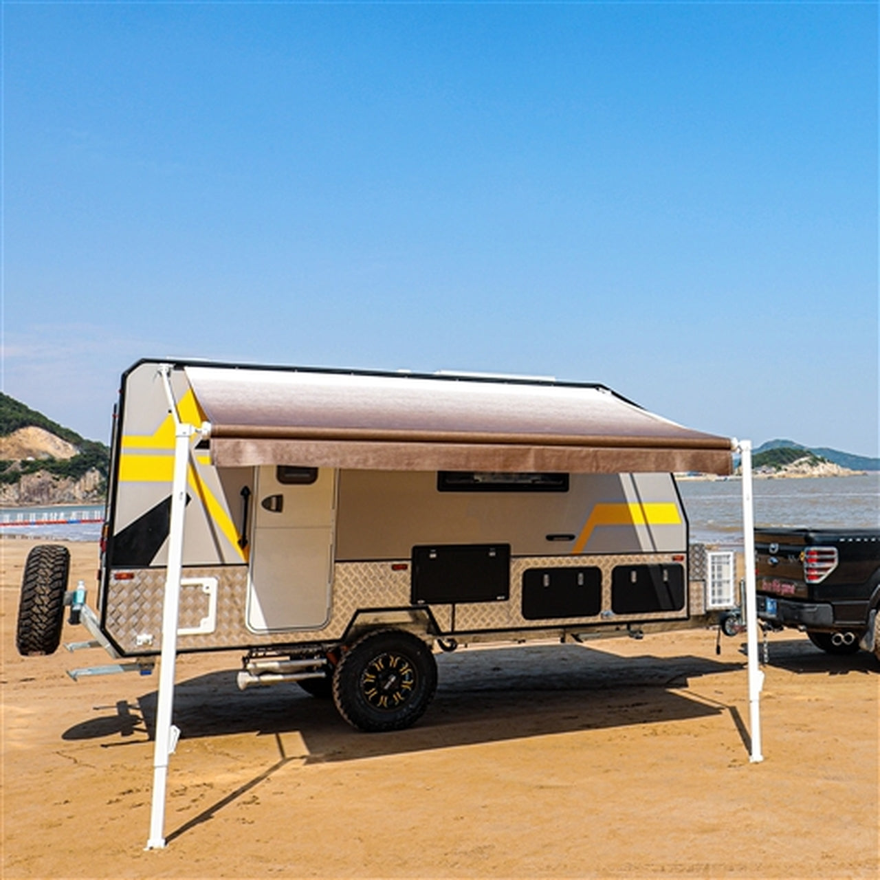 Aleko Retractable RV/Patio Awning - 10 x 8 Feet - Brown Fade
