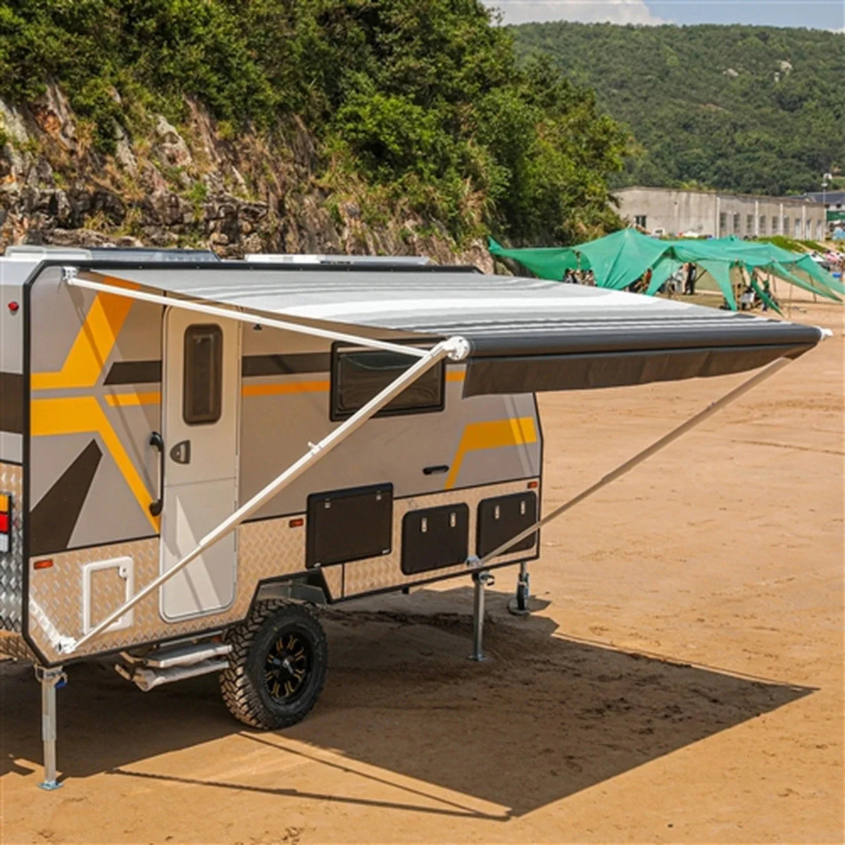 Aleko Retractable RV/Patio Awning - 12 x 8 Feet - Black