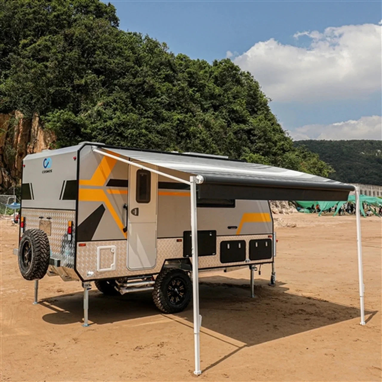 Aleko Retractable RV/Patio Awning - 12 x 8 Feet - Black