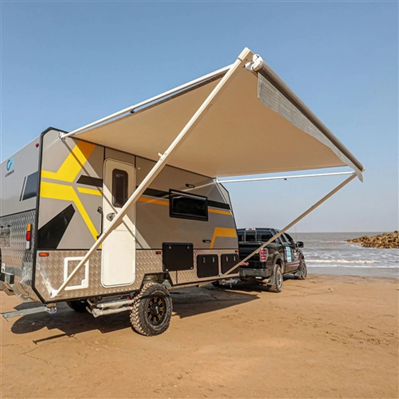 Aleko Retractable RV/Patio Awning - 13 x 8 Feet - Grey