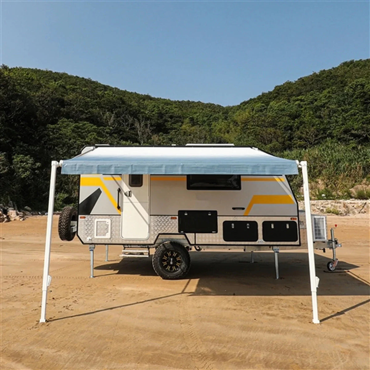 Aleko Retractable RV/Patio Awning - 16 x 8 Feet - Blue Fade