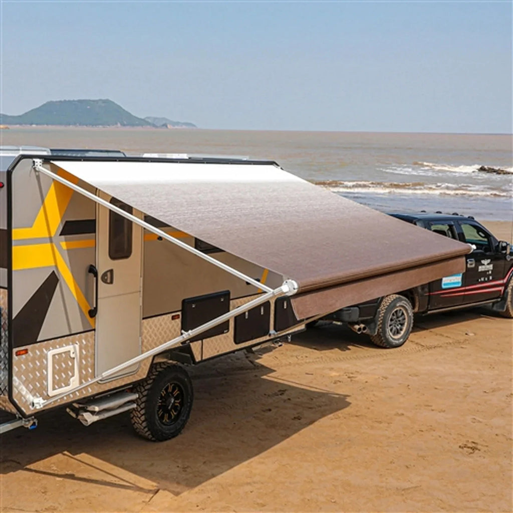 Aleko Retractable RV/Patio Awning - 20 x 8 Feet - Brown Fade