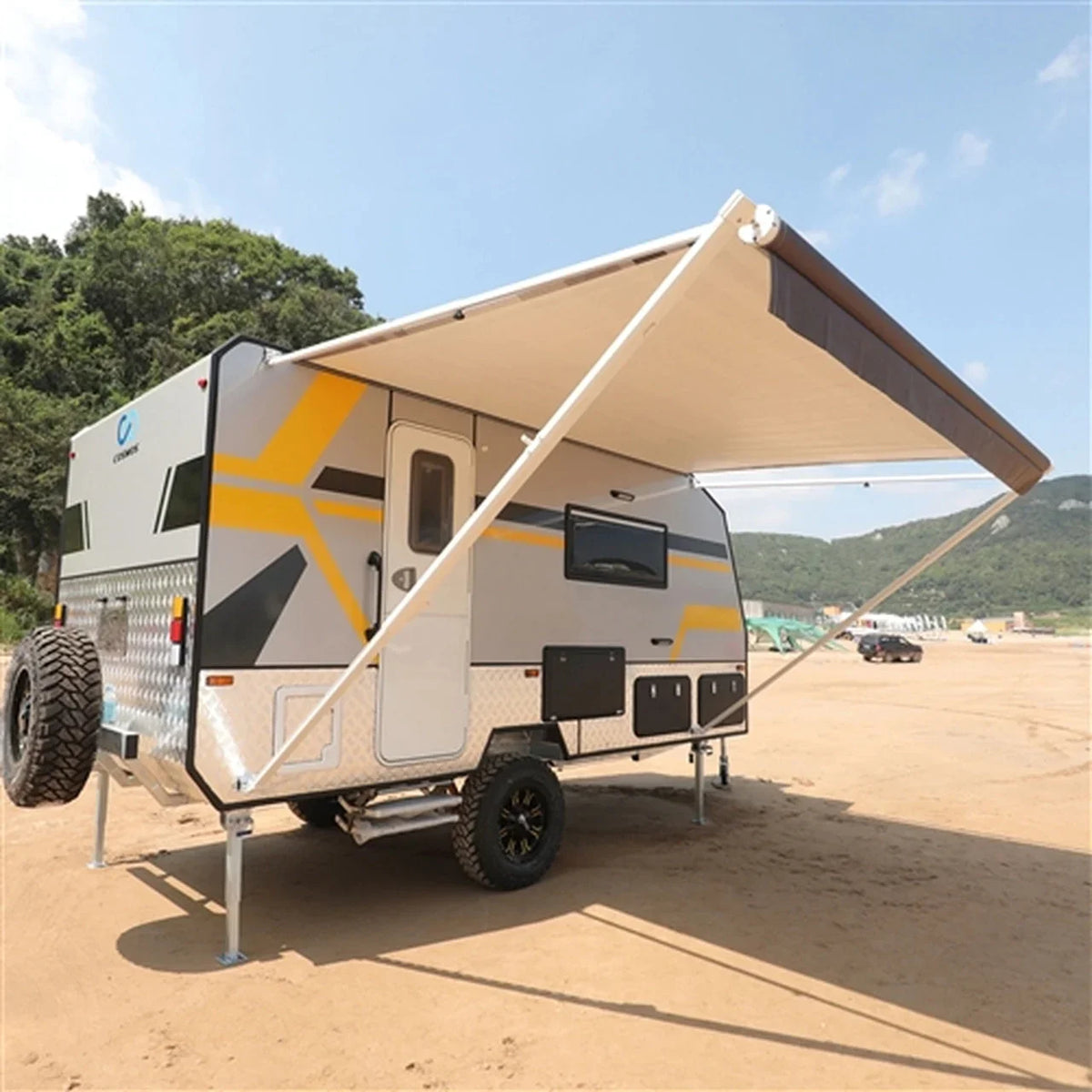 Aleko Retractable RV/Patio Awning - 20 x 8 Feet - Brown