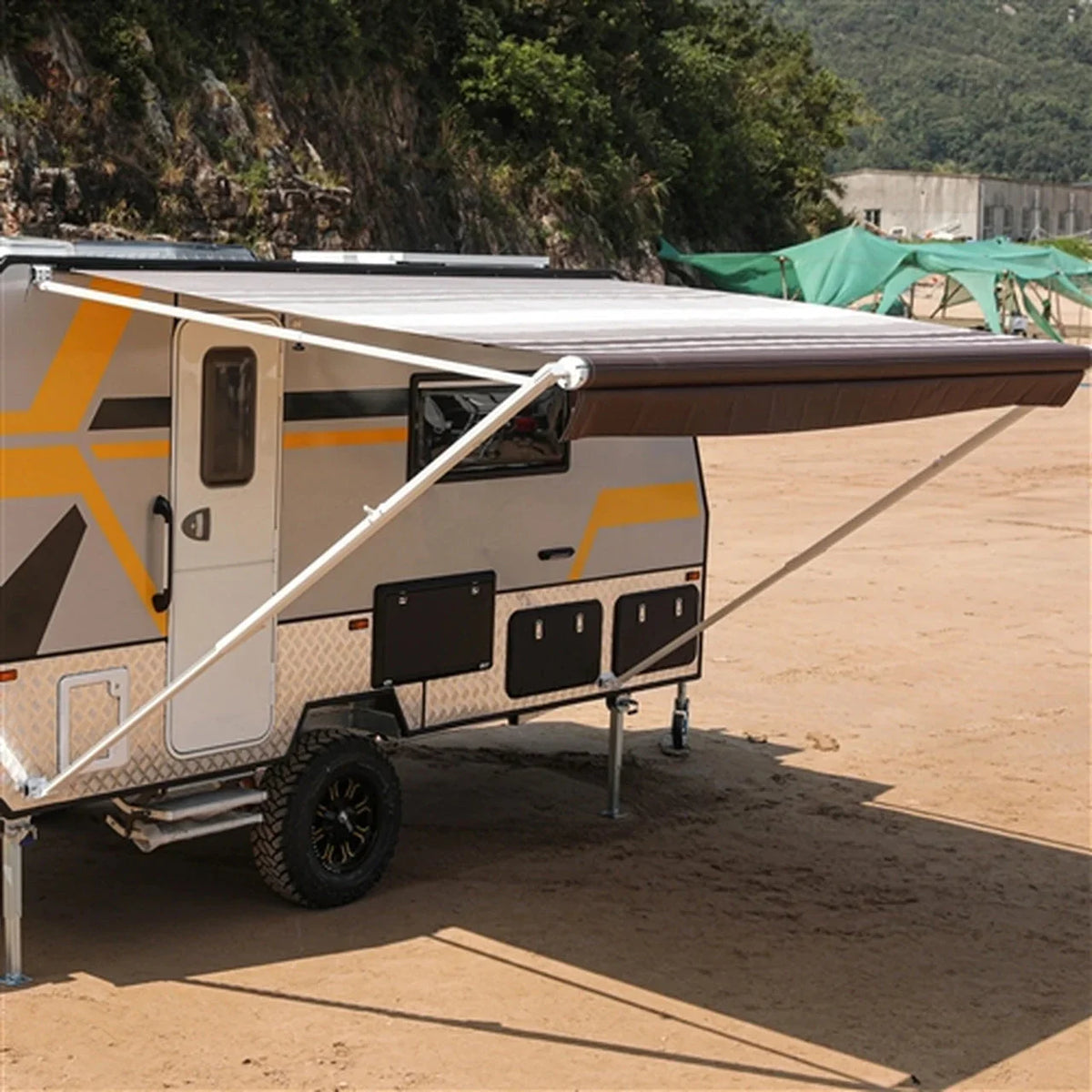 Aleko Retractable RV/Patio Awning - 20 x 8 Feet - Brown