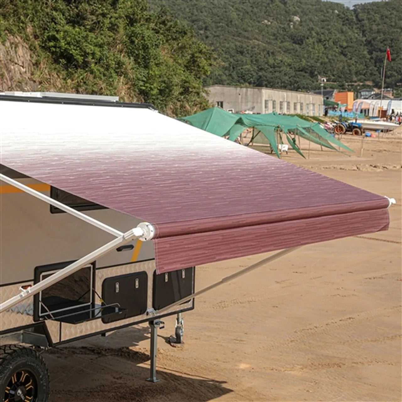 Aleko Retractable RV/Patio Awning - 8 x 8 Feet - Burgundy