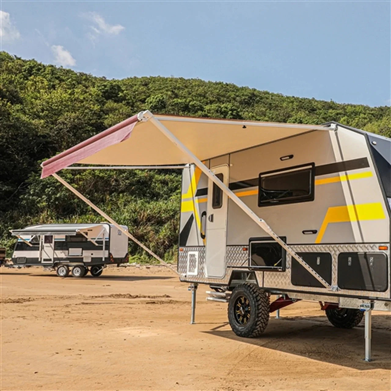 Aleko Retractable RV/Patio Awning - 8 x 8 Feet - Burgundy