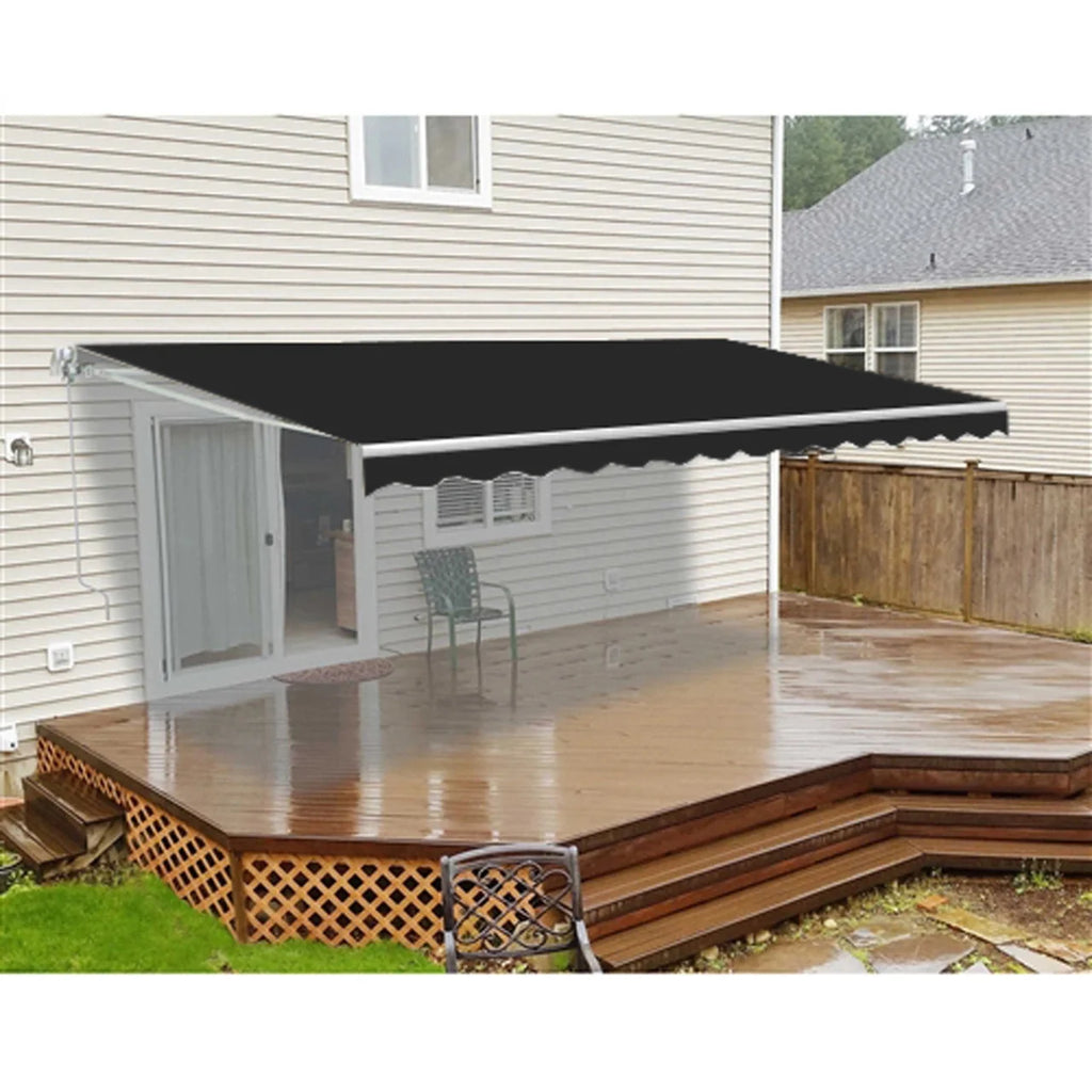 Aleko Retractable White Frame Patio Awning - 10 x 8 Feet