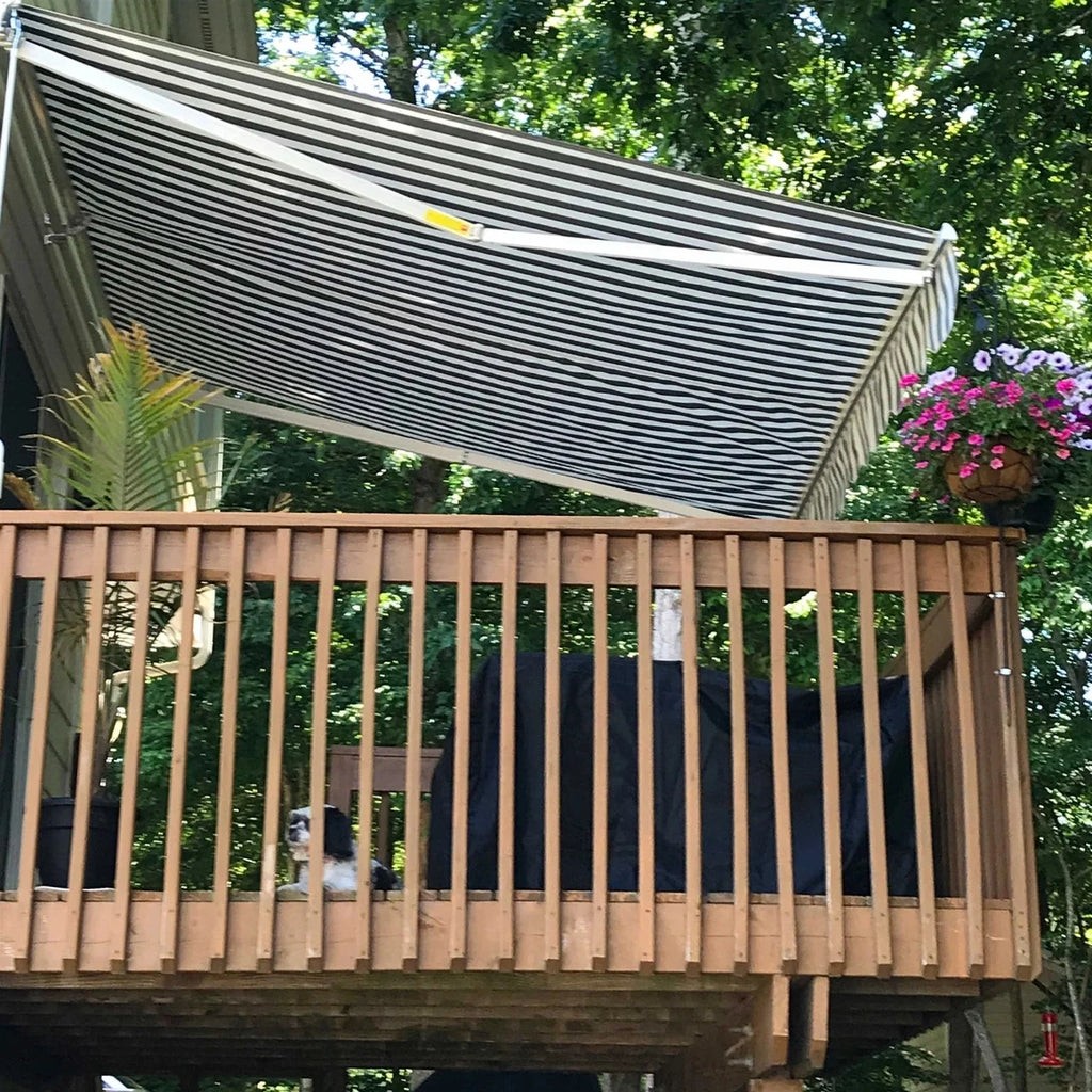 Aleko Retractable White Frame Patio Awning - 10 x 8 Feet